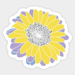 Yellow Gray and Purple Flower Drawing Sticker